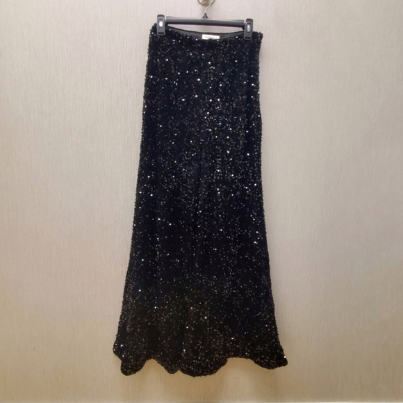 Faeriesty Black Sequin Wide Leg Pants Pull On Size M - Picture 6 of 9